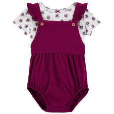 CARTER'S Set 2dílný triko kr. rukáv, kalhotky na kšandy Purple Flowers holka NB/vel. 56 CARTER'S Set 2dílný triko kr. rukáv, kalhotky na kšandy Purple Flowers holka NB/vel. 56