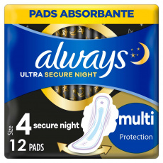 ALWAYS Ultra Secure Night Vložky hygienické 12 ks ALWAYS Ultra Secure Night Vložky hygienické 12 ks