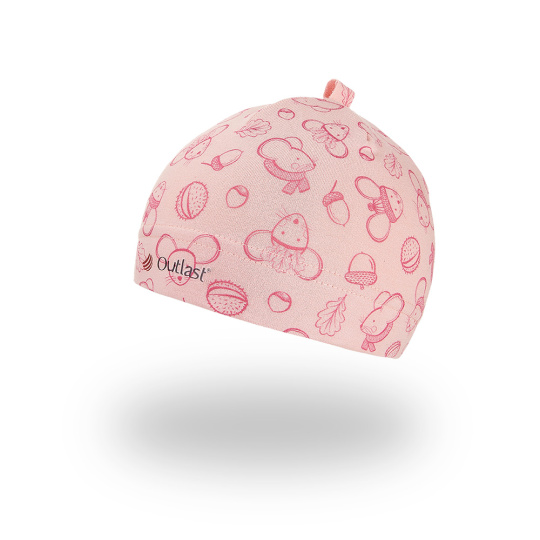 Little Angel-Čepice smyk natahovací TISK Outlast ® - sv.starorůžová myšky Velikost čepic: 3 | 42-44 cm