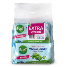 BUPI Baby Vlhčené utěrky Sensitive 4 pack 4x56 ks - Economy pack BUPI Baby Vlhčené utěrky Sensitive 4 pack 4x56 ks - Economy pack