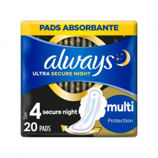 ALWAYS Ultra Secure Night Multi Protection Vložky hygienické 20 ks ALWAYS Ultra Secure Night Multi Protection Vložky hygienické 20 ks