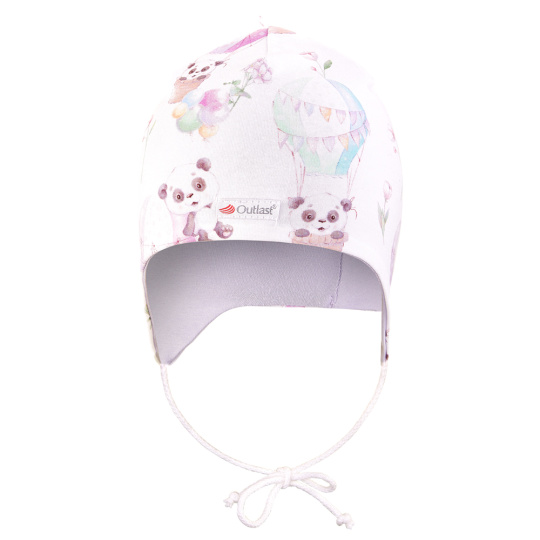 Little Angel-Čepice podšitá zavazovací Outlast® - panda/sv.fialová Velikost čepic: 3 | 42-44 cm