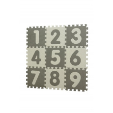 BABYDAN Hrací podložka puzzle Grey s čísly 90 x 90 cm