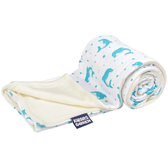 KAARSGAREN-Dětská merino deka bio delfín aqua