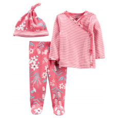 CARTER'S Set 3dílný polodupačky, tričko dl. rukáv zavinovací, čepice Pink Flower dívka LBB NB/ vel. CARTER'S Set 3dílný polodupačky, tričko dl. rukáv zavinovací, čepice Pink Flower dívka LBB NB/ vel.
