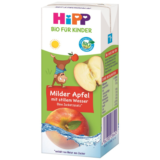 HiPP BIO Nápoj Jemné jablko s neperlivou pramenitou vodou 200ml od 1 roku