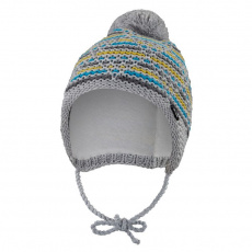 Little Angel-Čepice pletená zavazovací čárky Outlast ® - šedomodrožlutá Velikost: 3 | 42-44 cm Little Angel-Čepice pletená zavazovací čárky Outlast ® - šedomodrožlutá Velikost: 3 | 42-44 cm