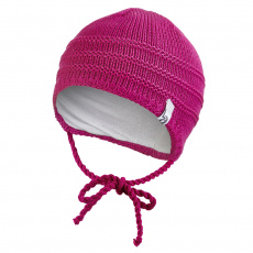 Little Angel-Čepice pletená zavazovací tenká Outlast ® - růžová Velikost: 1 | 36-38 cm