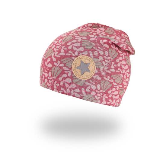 Little Angel-Čepice spadlá hřejivá - růžová lístky Velikost čepic: 3 | 42-44 cm