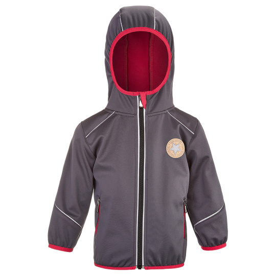 Little Angel-Bunda softshell STRETCH - šedá/růžová Velikost oblečení: 86