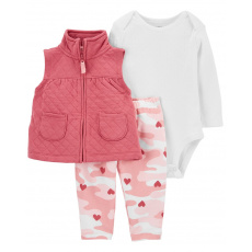 CARTER'S Set 3dílná vesta, legíny, body dl. rukáv Pink Hearts dívka NB/ vel. 56 CARTER'S Set 3dílná vesta, legíny, body dl. rukáv Pink Hearts dívka NB/ vel. 56