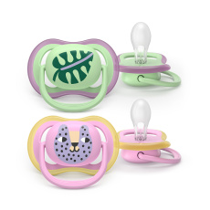 Philips AVENT Šidítko Ultra air růžová/zelená 6-18m obrázek dívka, 2ks Philips AVENT Šidítko Ultra air růžová/zelená 6-18m obrázek dívka, 2ks