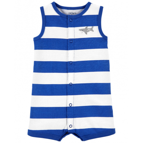 CARTER'S Overal letní Blue Stripe Shark chlapec NB/ vel. 56