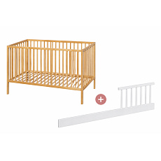 PETITE&MARS Postýlka dřevěná Nela Beech Wood 120x60 cm s bočnicí Side PETITE&MARS Postýlka dřevěná Nela Beech Wood 120x60 cm s bočnicí Side