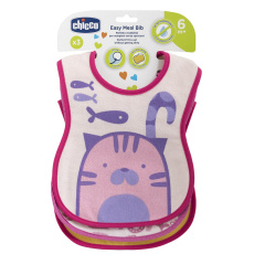 CHICCO Bryndák bavlněný nepremokavý - pink 2ks, 6m+ CHICCO Bryndák bavlněný nepremokavý - pink 2ks, 6m+