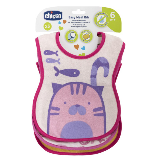 CHICCO Bryndák bavlněný nepremokavý - pink 2ks, 6m+