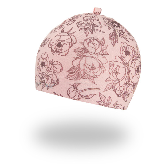 Little Angel-Čepice smyk natahovací TISK Outlast ® - sv.starorůžová pivoňky Velikost čepic: 3 | 42-44 cm