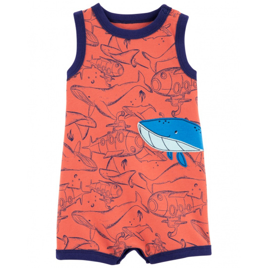 CARTER'S Overal letní Orange Whale kluk 3m