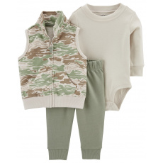 CARTER'S Set 3dílná vesta, tepláky, body dl. rukáv Green Camo kluk NB/ vel. S 56 CARTER'S Set 3dílná vesta, tepláky, body dl. rukáv Green Camo kluk NB/ vel. S 56