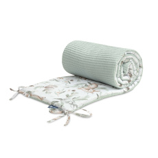 SENSILLO Mantinel do postýlky waffle DEERS MINT 180x30 cm SENSILLO Mantinel do postýlky waffle DEERS MINT 180x30 cm