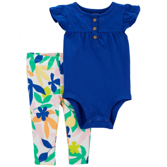 CARTER'S Set 2dílný legíny, body kr. rukáv Cobalt Floral dívka 24m