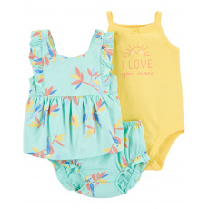 CARTER'S Set 3dílný body na ramínka, tílko, kalhotky Blue Floral holka 6m CARTER'S Set 3dílný body na ramínka, tílko, kalhotky Blue Floral holka 6m