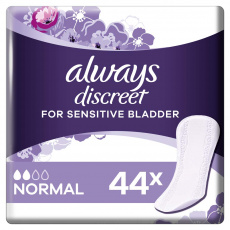 ALWAYS DISCREET Normal Vložky Inkontinenční vhodné také při úniku moči 44 ks ALWAYS DISCREET Normal Vložky Inkontinenční vhodné také při úniku moči 44 ks