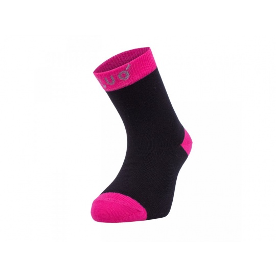 UNUO-Bambusové ponožky černé s fuchsiovou 