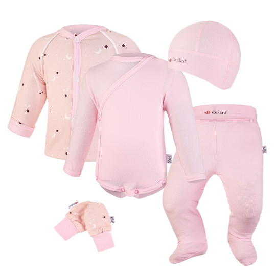 Little Angel-Novorozenecká sada BIO Outlast® - sv.růžová hvězdičky/růžová baby Velikost oblečení: 56