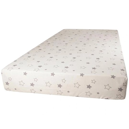 KAARSGAREN-Prostěradlo 70×140 cm do dětské postele – biobavlna, přírodní se šedými hvězdičkami (GOTS, CZ výroba)