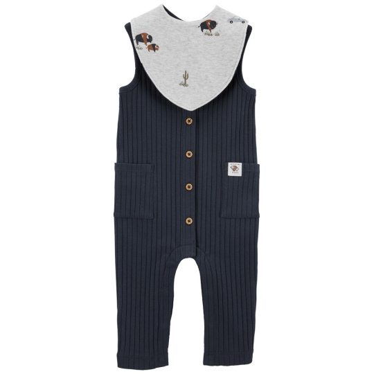 CARTER'S Set 2dílný overal bez rukávů, bryndák Navy Buffalo kluk 3m