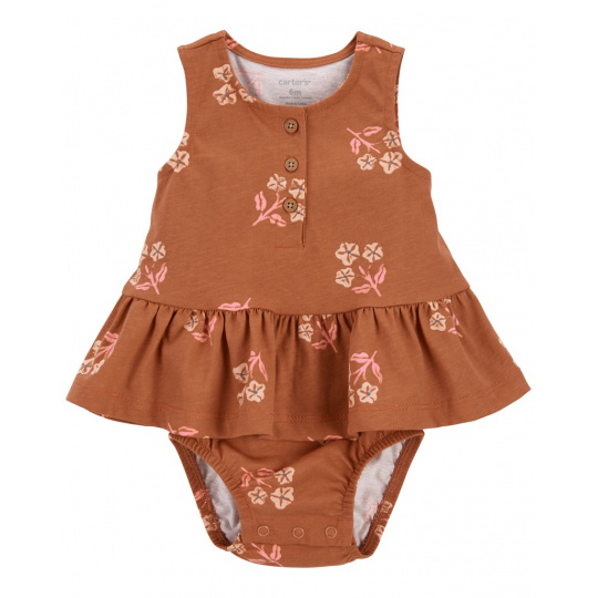 CARTER'S Body bez rukávů s volánem Brown Flowers holka 12m