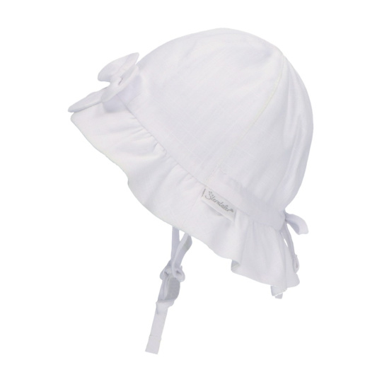 STERNTALER Klobouk lněný s mašlí na zavazování UV 50+ white holka-35 cm-1-2 m