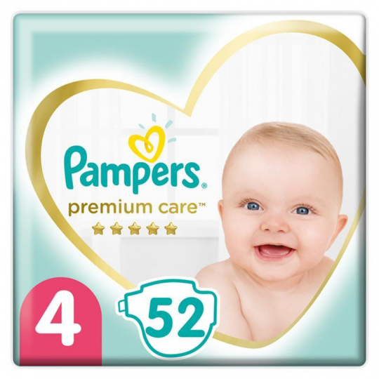 PAMPERS Premium Care Pleny jednorázové 4 (9-14 kg) 52 ks