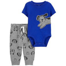 CARTER'S Set 2dílný body kr. rukáv, tepláky Blue Dog kluk 3m