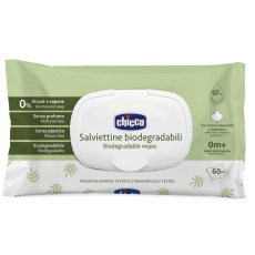 CHICCO Dětské vlhčené ubrousky bez obsahu plastů 60 ks CHICCO Dětské vlhčené ubrousky bez obsahu plastů 60 ks