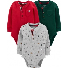 CARTERS Body dlouhý rukáv - chlapec - knoflíky 3ks, 12m CARTERS Body dlouhý rukáv - chlapec - knoflíky 3ks, 12m