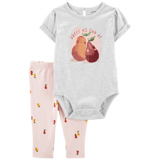 CARTER'S Set 2dílný body kr. rukáv, legíny Grey Pears holka 3m