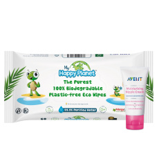 Philips AVENT Krém na bradavky 30 ml+MY HAPPY PLANET 100% BIO odbouratelné vlhčené ubrousky 60 ks Philips AVENT Krém na bradavky 30 ml+MY HAPPY PLANET 100% BIO odbouratelné vlhčené ubrousky 60 ks
