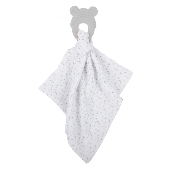 NATTOU Kousátko silikonové bez BPA s bavlněnou dečkou 28 x 28 cm grey NATTOU Kousátko silikonové bez BPA s bavlněnou dečkou 28 x 28 cm grey