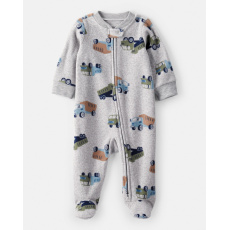 CARTER'S Overal na zip fleece Sleep & Play grey Truck chlapec 6m/vel.68
