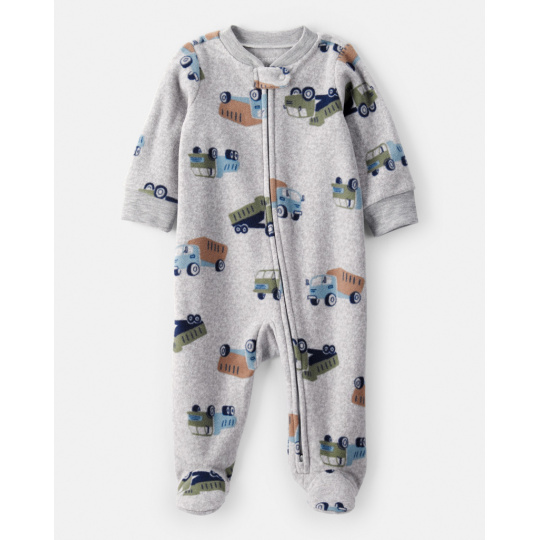 CARTER'S Overal na zip fleece Sleep & Play grey Truck chlapec 6m/vel.68