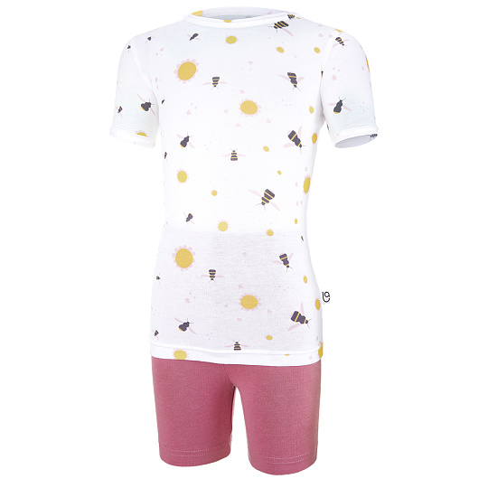 Little Angel-Souprava tenká dívčí KR Outlast® - bílá čmeláci/tm.starorůžová Velikost oblečení: 104