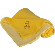 KAARSGAREN-Dětská deka žlutá s pejskem fleece bavlna KAARSGAREN-Dětská deka žlutá s pejskem fleece bavlna