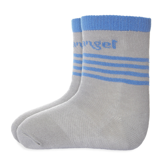Little Angel-Ponožky tenké protiskluz Outlast® - tm.šedá/modrá Velikost: 15-19 | 10-13 cm