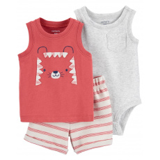 CARTER'S Set 3dílný body bez rukávů, tílko, kraťasy Red Tiger kluk 12m