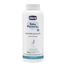 CHICCO Baby Moments dětský pudr s kaolinem a kukuřičným škrobem 99 % přírodních ingrediencí, 130 g