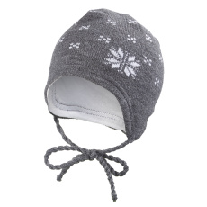 Little Angel-Čepice pletená zavazovací norská hvězda Outlast ® - šedá Velikost: 1 | 36-38 cm