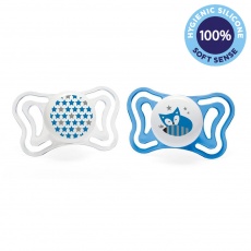 CHICCO Dudlík Physio Light silikonový 6-16m chlapec - hvězdy/liška 2 ks CHICCO Dudlík Physio Light silikonový 6-16m chlapec - hvězdy/liška 2 ks