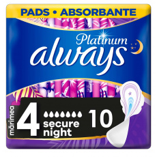 ALWAYS Platinum Secure Night Vložky hygienické 10 ks ALWAYS Platinum Secure Night Vložky hygienické 10 ks